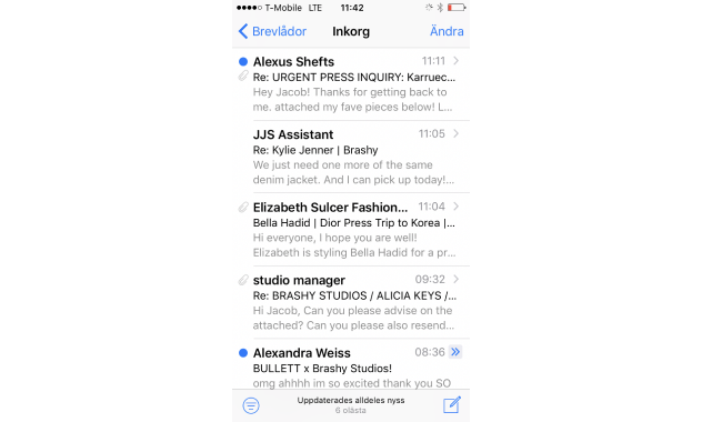 A single morning's inbox — urgent press inquiry, Kylie Jenner pull, Bella Hadid for Dior Korea, Alicia Keys, BULLETT